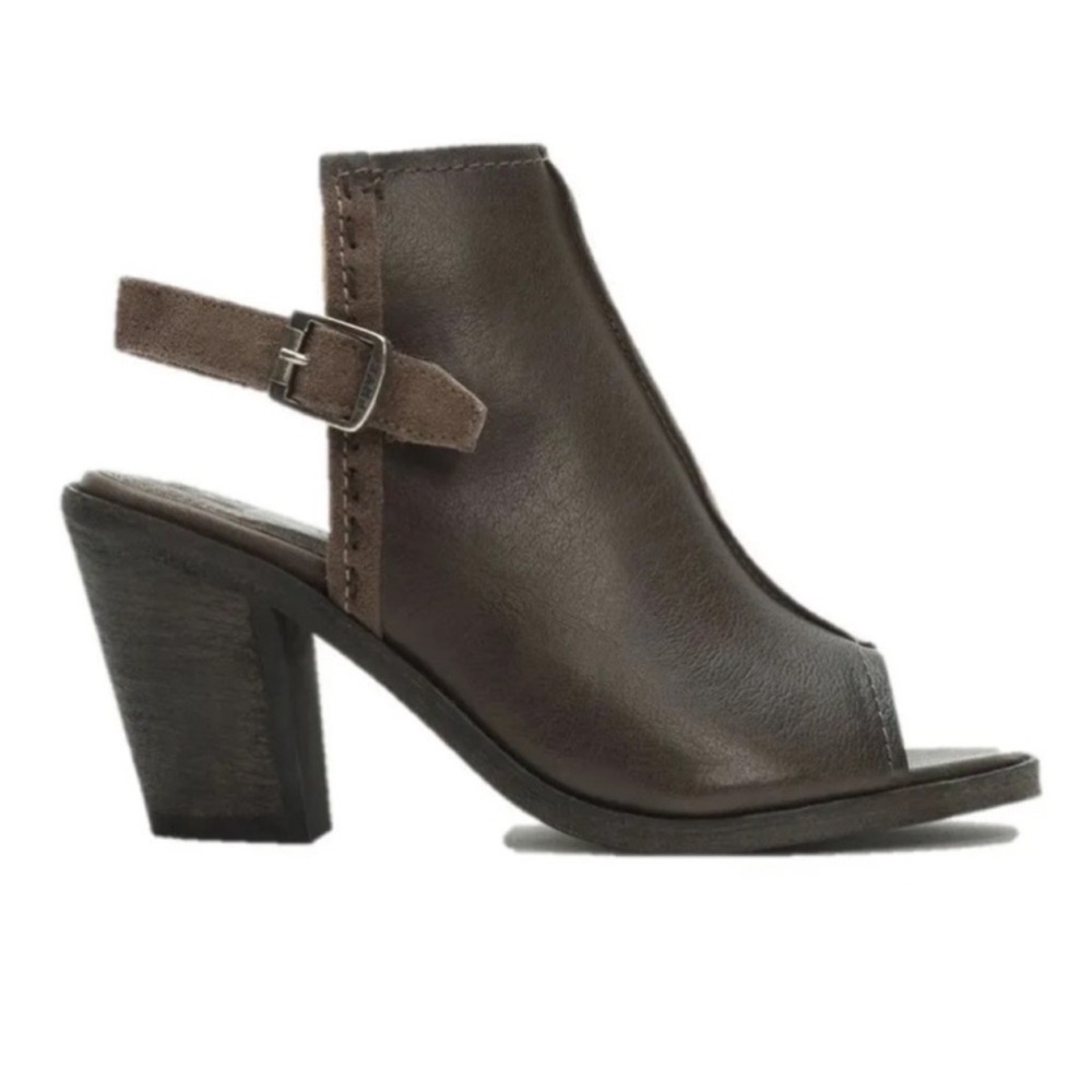 FRYE Women's Brown 'Izzy' Artisan Slingback Peep-Toe Leather Mule Heels SZ 8M